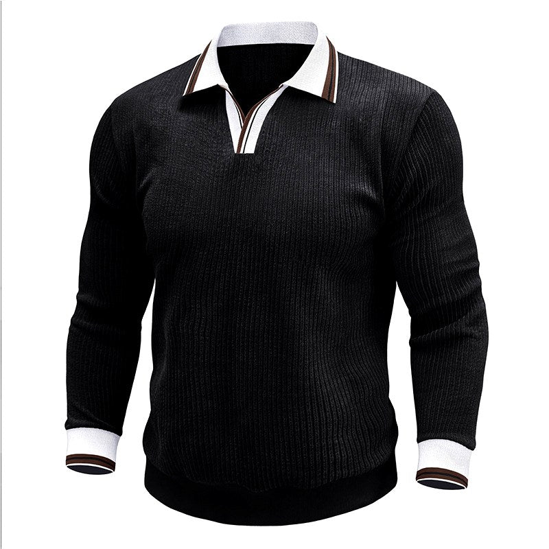 Adrien - Men's Long Sleeve Polo Collar Sweater 3
