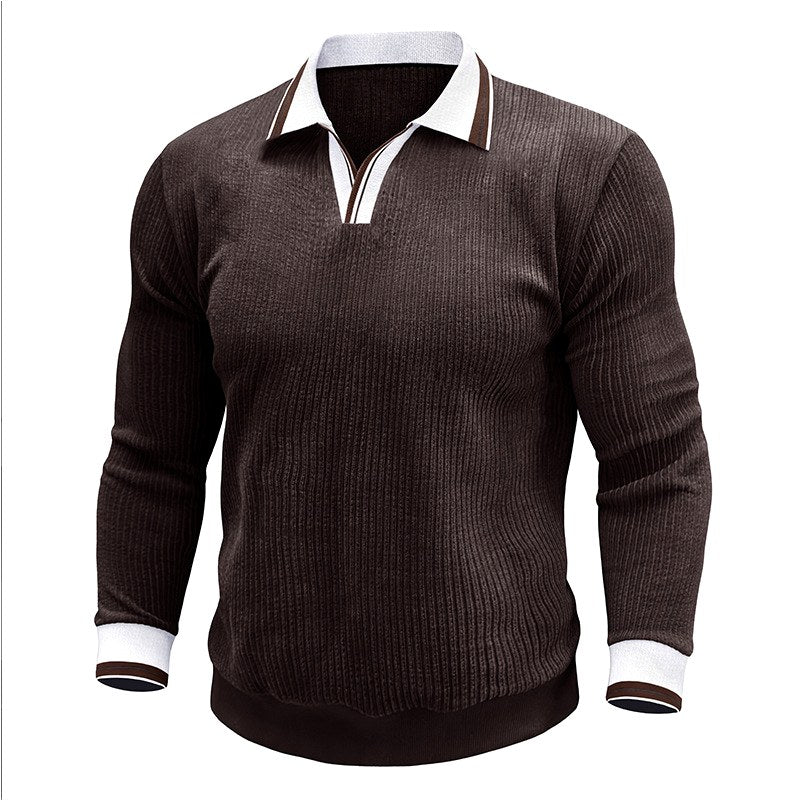 Adrien - Men's Long Sleeve Polo Collar Sweater 4