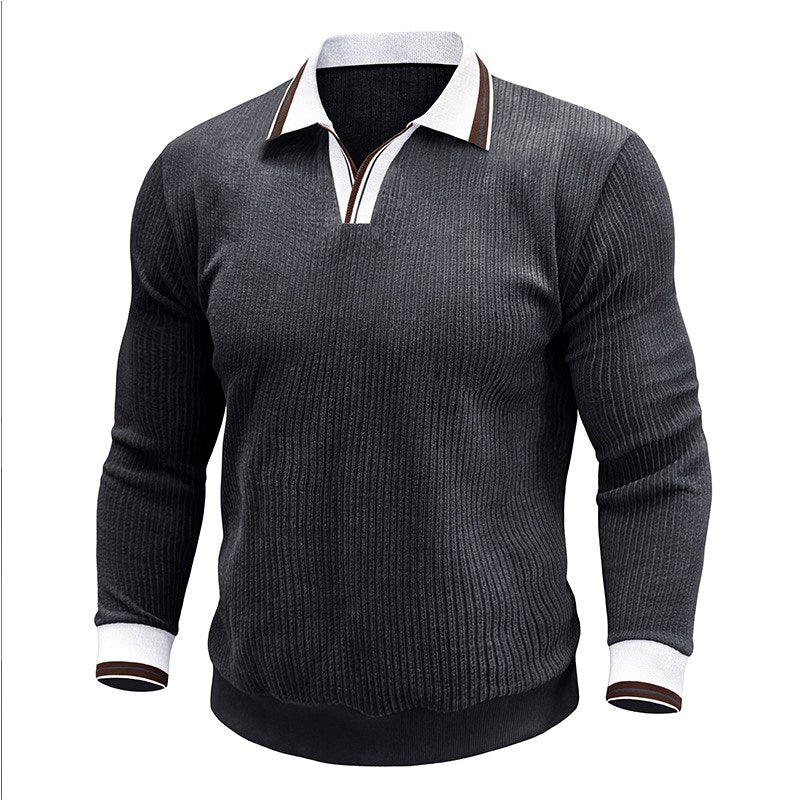 Adrien - Men's Long Sleeve Polo Collar Sweater 5