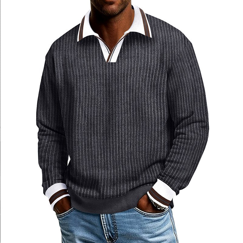 Adrien - Men's Long Sleeve Polo Collar Sweater 8