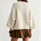 Alanna - Women's Crew Neck Cape Sleeve Knit Sweater 4