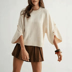 Alanna - Women's Crew Neck Cape Sleeve Knit Sweater 5