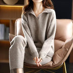 Alberta - Women's Cashmere Polo Collar Matching Set 2