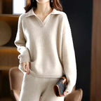 Alberta - Women's Cashmere Polo Collar Matching Set 5