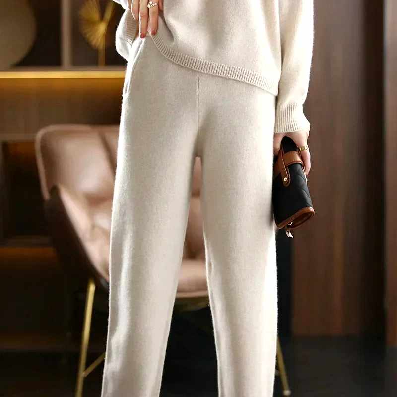 Alberta - Women's Cashmere Polo Collar Matching Set 6