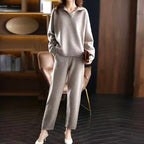 Alberta - Women's Cashmere Polo Collar Matching Set 9