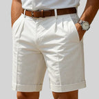 Aldous - Men's Pleated Shorts with Rolled Cuffs