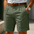 Aldous - Men's Pleated Shorts with Rolled Cuffs