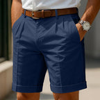 Aldous - Men's Pleated Shorts with Rolled Cuffs