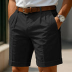 Aldous - Men's Pleated Shorts with Rolled Cuffs
