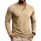 Alessio - Men's Contrast-Stitch Long Sleeve Button Henley T-Shirt 1
