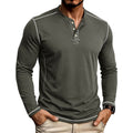 Alessio - Men's Contrast-Stitch Long Sleeve Button Henley T-Shirt 2