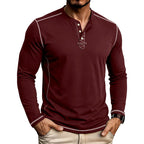 Alessio - Men's Contrast-Stitch Long Sleeve Button Henley T-Shirt 5