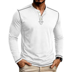 Alessio - Men's Contrast-Stitch Long Sleeve Button Henley T-Shirt 6