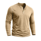 Alessio - Men's Contrast-Stitch Long Sleeve Button Henley T-Shirt 7