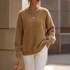 Allegra - Women's Fuzzy Crew Neck Relaxed Sweater 3