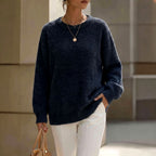 Allegra - Women's Fuzzy Crew Neck Relaxed Sweater 4