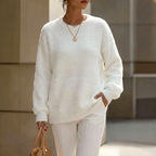 Allegra - Women's Fuzzy Crew Neck Relaxed Sweater 5