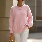 Allegra - Women's Fuzzy Crew Neck Relaxed Sweater 6