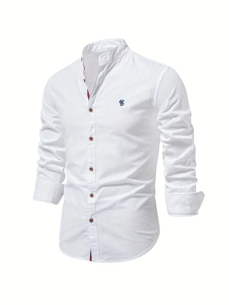 Andrew - Men's Mandarin Collar Slim Fit Smart-Casual Shirt 1