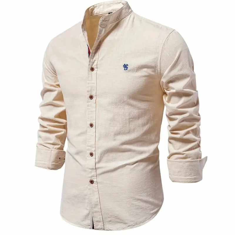 Andrew - Men's Mandarin Collar Slim Fit Smart-Casual Shirt 3
