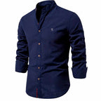 Andrew - Men's Mandarin Collar Slim Fit Smart-Casual Shirt 4