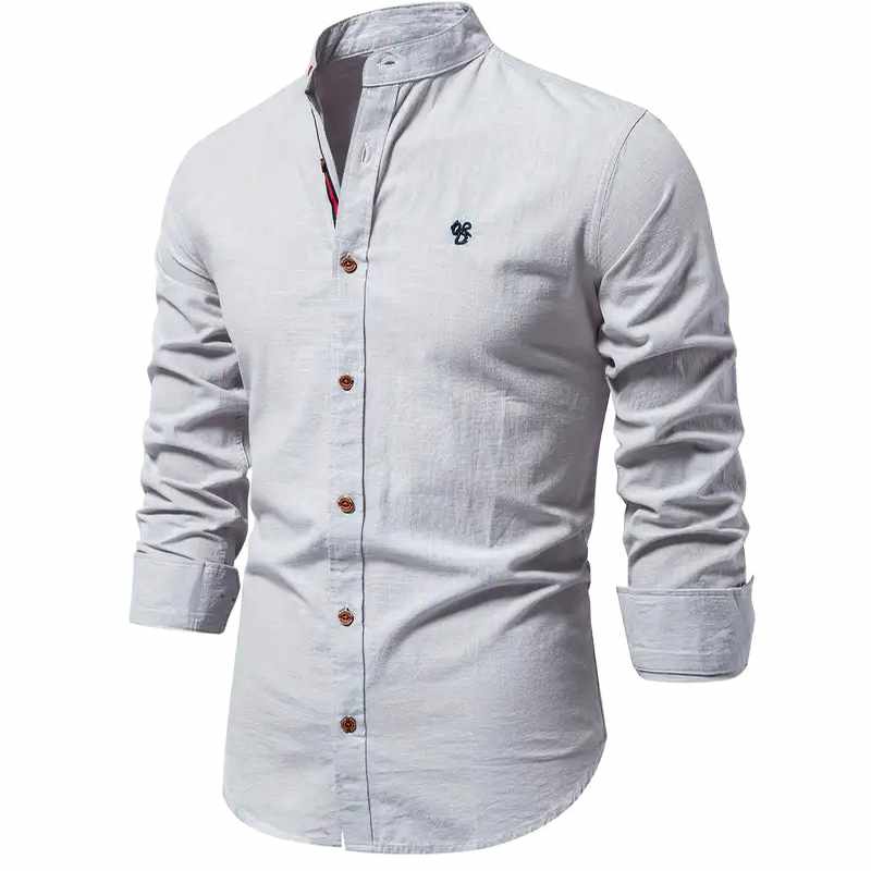 Andrew - Men's Mandarin Collar Slim Fit Smart-Casual Shirt 5
