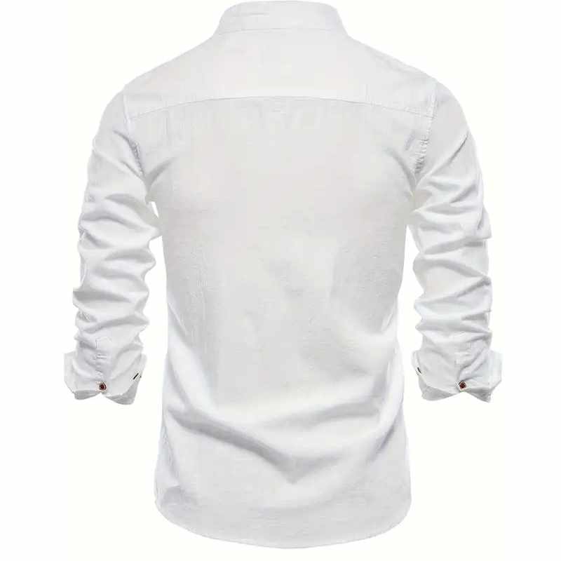 Andrew - Men's Mandarin Collar Slim Fit Smart-Casual Shirt 7