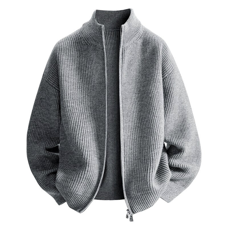 Andrew - Men's Ribbed Stand Collar Zip-Up Jacket 2
