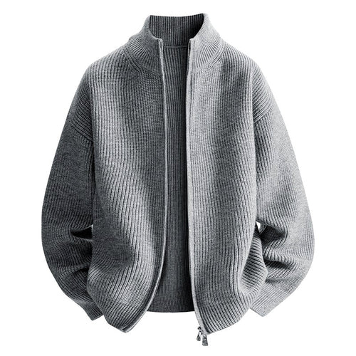 Andrew - Men's Ribbed Stand Collar Zip-Up Jacket 2