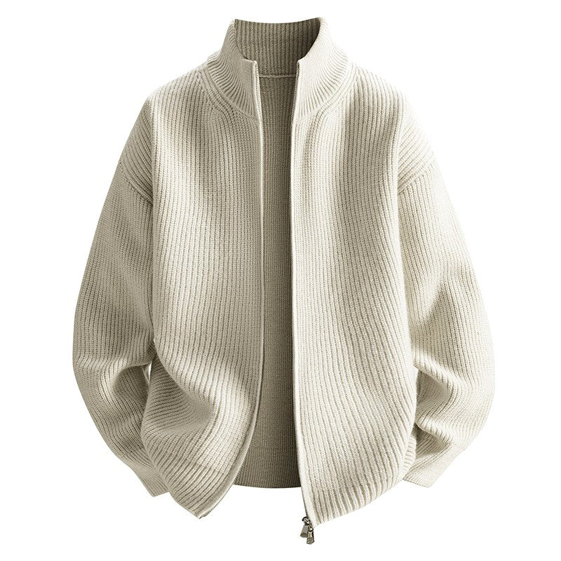 Andrew - Men's Ribbed Stand Collar Zip-Up Jacket 3