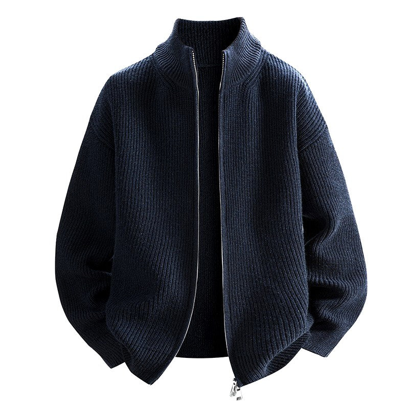 Andrew - Men's Ribbed Stand Collar Zip-Up Jacket 4