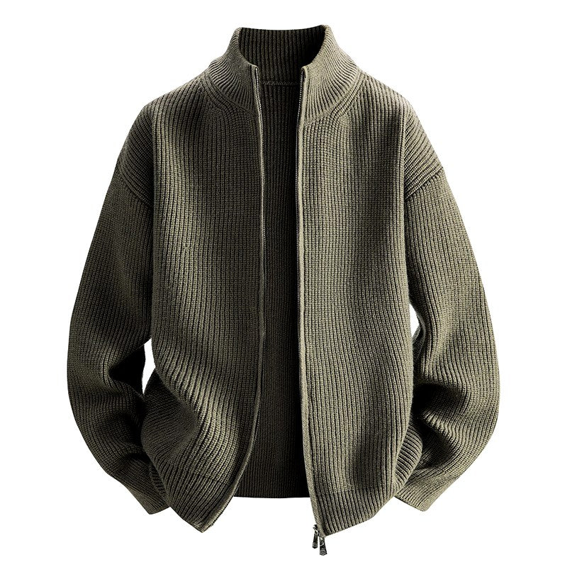 Andrew - Men's Ribbed Stand Collar Zip-Up Jacket 5