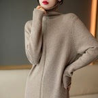 Angela - Women's Long-Sleeve Turtleneck Sweater Dress 2