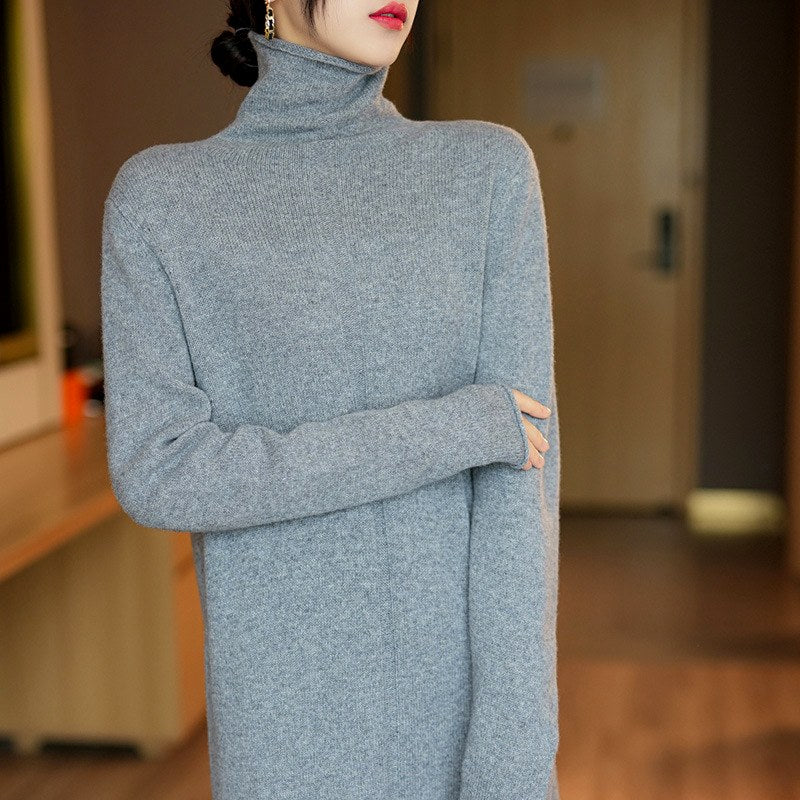 Angela - Women's Long-Sleeve Turtleneck Sweater Dress 3