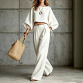 Annabel - Women's Balloon Sleeve Top and Wide Leg Pants Set 1