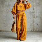 Annabel - Women's Balloon Sleeve Top and Wide Leg Pants Set 4
