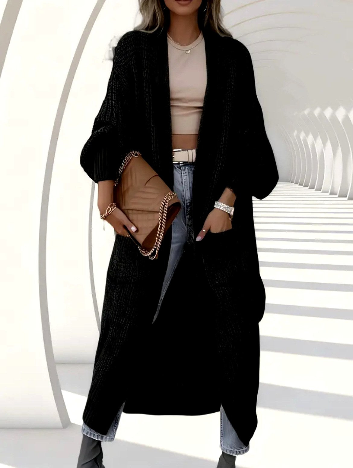 Anne - Women's Oversized Longline Cardigan with Pockets 5