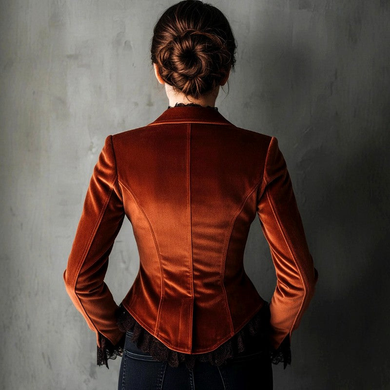 Aoife - Women's Velvet Notched Lapel Tailored Blazer 2