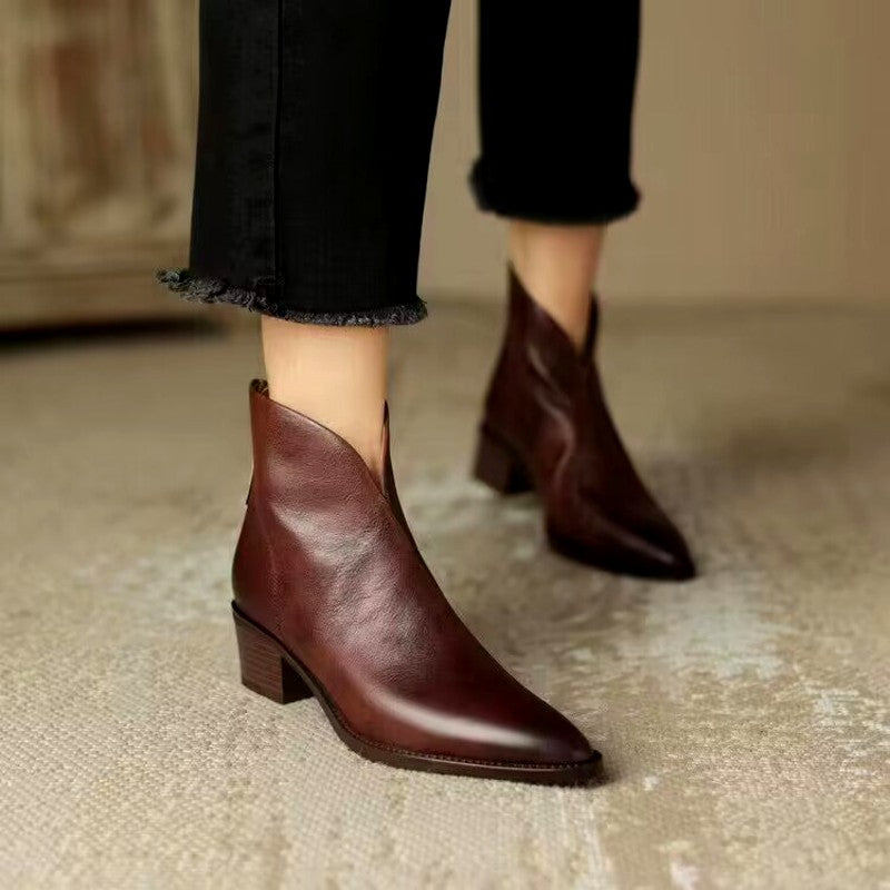 Aphrodite - Women’s V-Cut Pointed Toe Ankle Boots 1