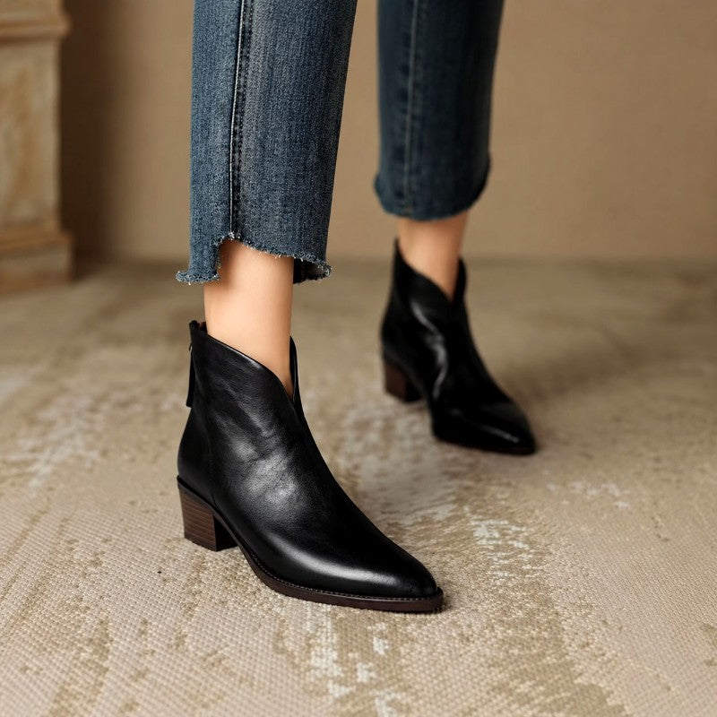 Aphrodite - Women’s V-Cut Pointed Toe Ankle Boots 2