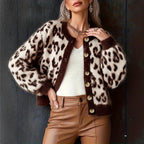 Athena - Women's Leopard Print Long Sleeve Cropped Cardigan 5