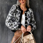Athena - Women's Leopard Print Long Sleeve Cropped Cardigan 6