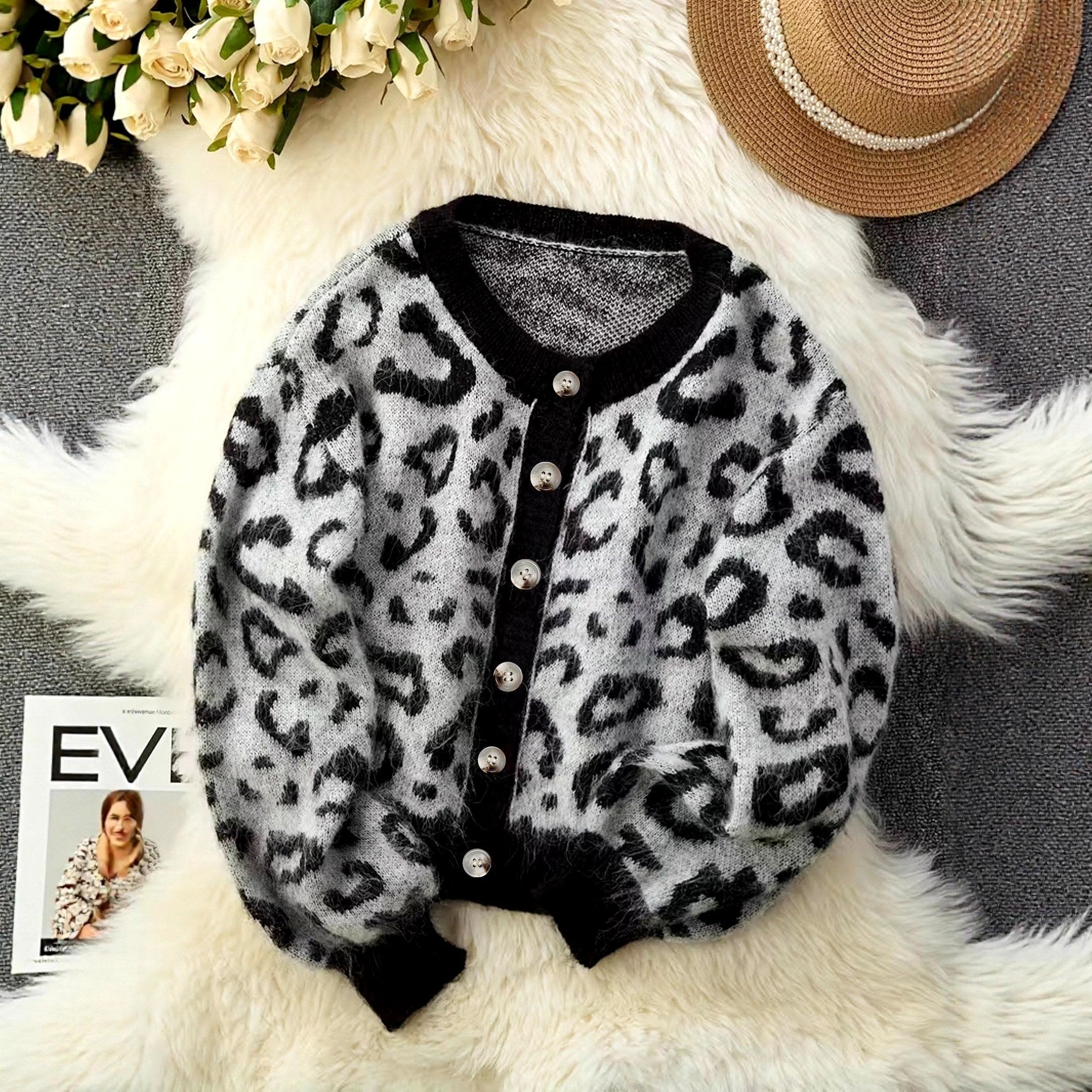 Athena - Women's Leopard Print Long Sleeve Cropped Cardigan 7