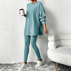 Athena - Women's Ribbed Hooded Matching Set 1