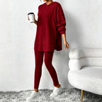 Athena - Women's Ribbed Hooded Matching Set 3