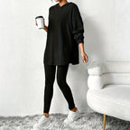 Athena - Women's Ribbed Hooded Matching Set 4