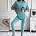 Athena - Women's Ribbed Hooded Matching Set 6