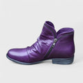 Audrey - Women's Gathered Ankle Boots with Side Zip