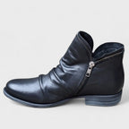 Audrey - Women's Gathered Ankle Boots with Side Zip
